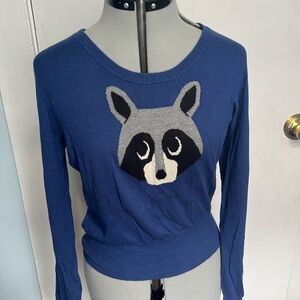 Brooklyn Industries cotton , blue raccoon sweater. Size S